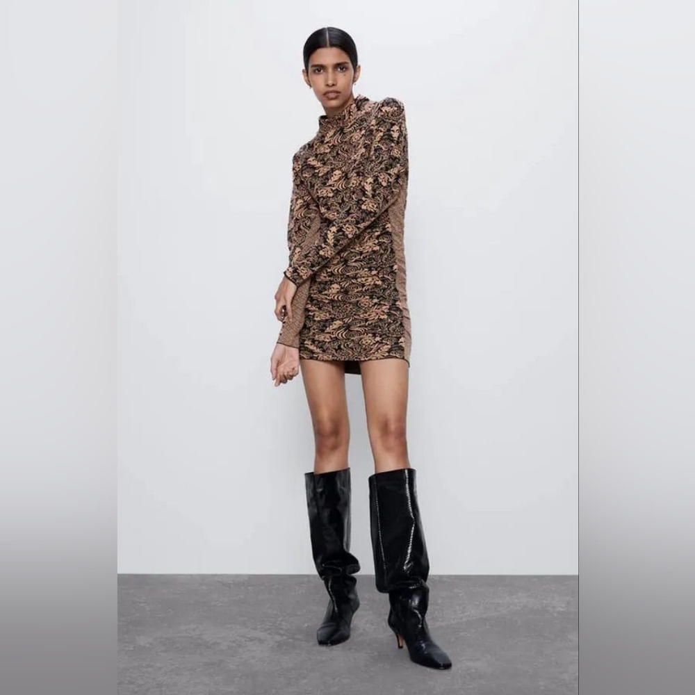 Zara Jacquard Draped Dress